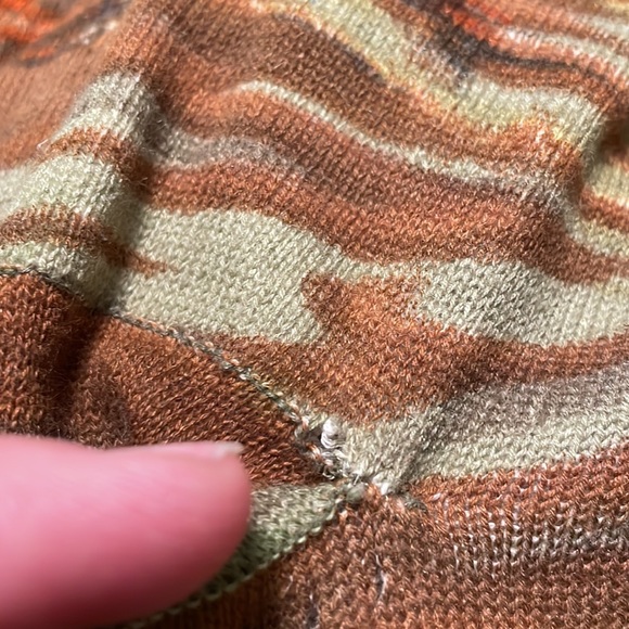 Anthropologie Linen Cotton Cardigan Sweater watercolor impressionist art large - Picture 7 of 7